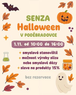 🎃 Senza Halloween v Poděbradovce! Přijďte si užít den plný hravého tvoření a smyslových zážitků 🍂 🧡 Volné smyslové hraní...